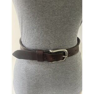Mens 100% Genuine Leather Belt Jeans Classic Belt Silver Buckle Black Brown